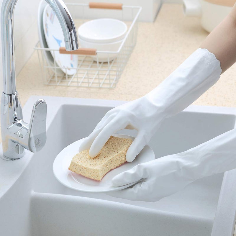 HSL Household Cleaning Gloves - Reusable Kitchen Dishwashing Gloves with Latex free, Cotton lining, Waterproof, Non-Slip (Medium, 3 Pairs) - Image 4